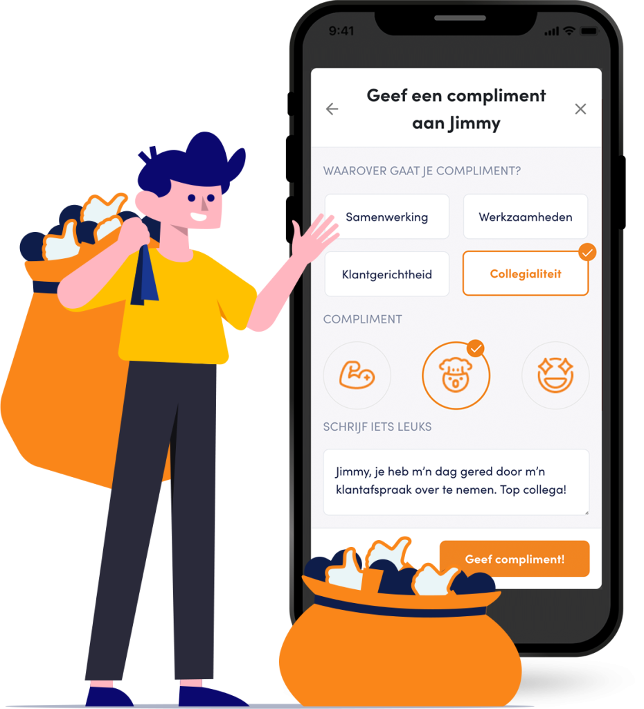 HR performance management van Teampeak - complimenten feature