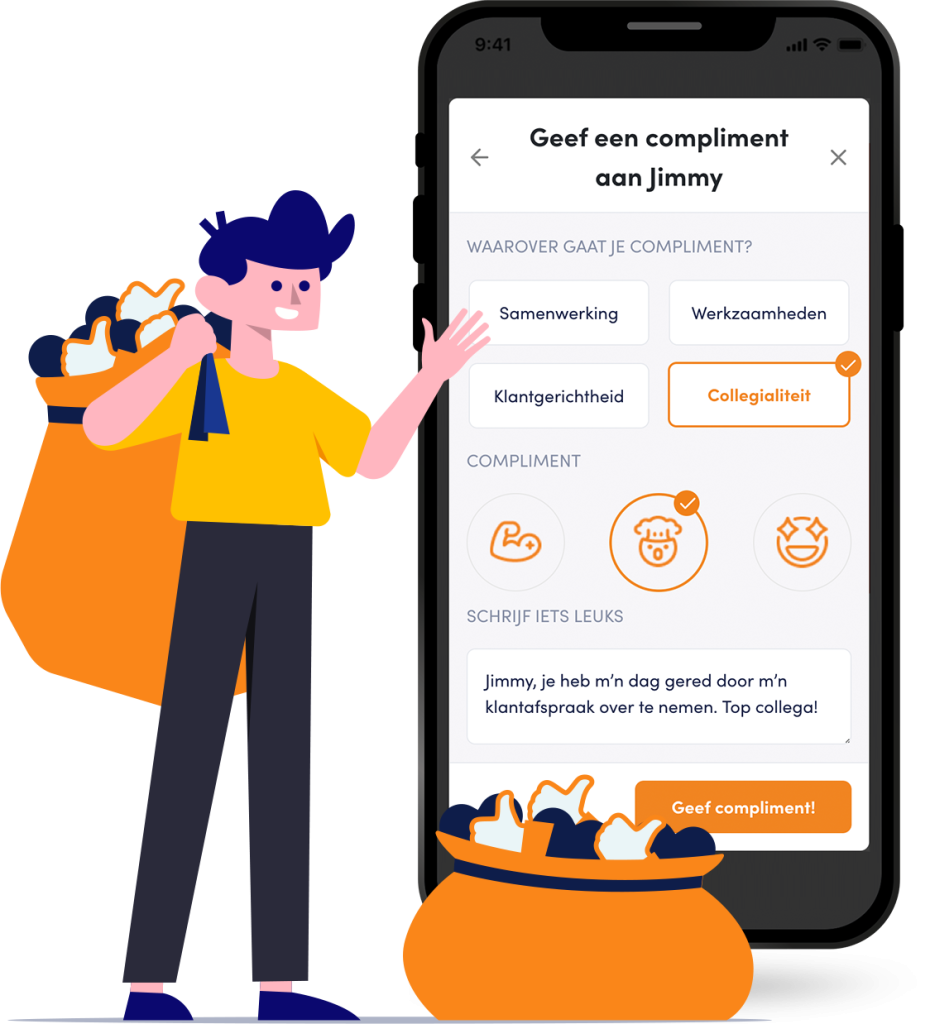 HR performance management van Teampeak - complimenten feature