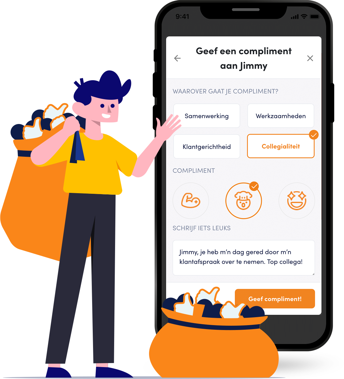 HR performance management van Teampeak - complimenten feature