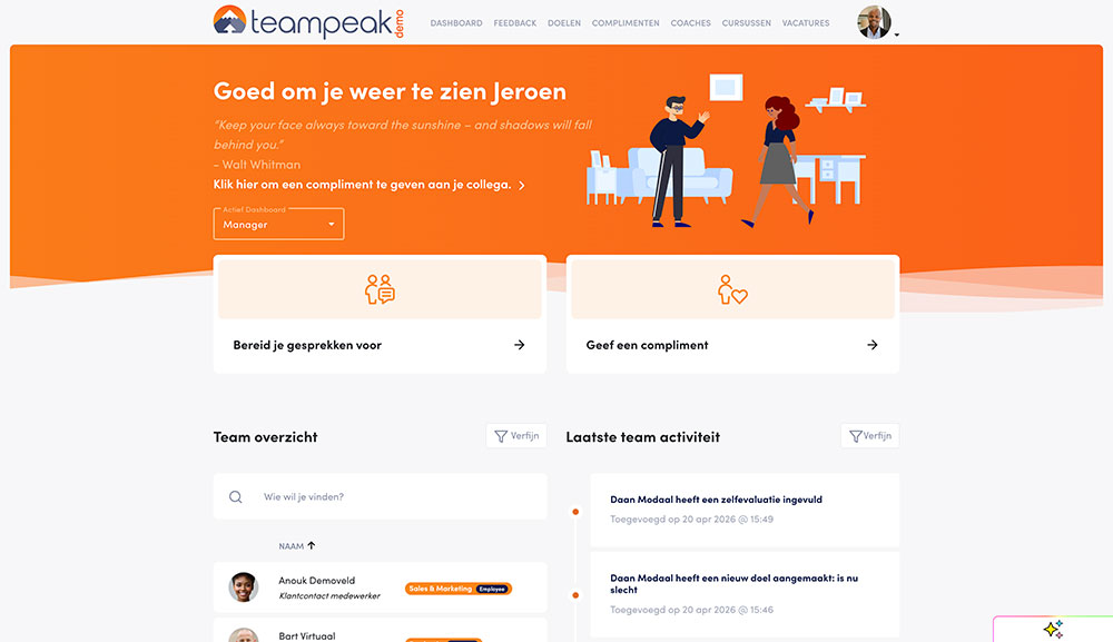 Het Teampeak-dashboard in eigen huisstijl